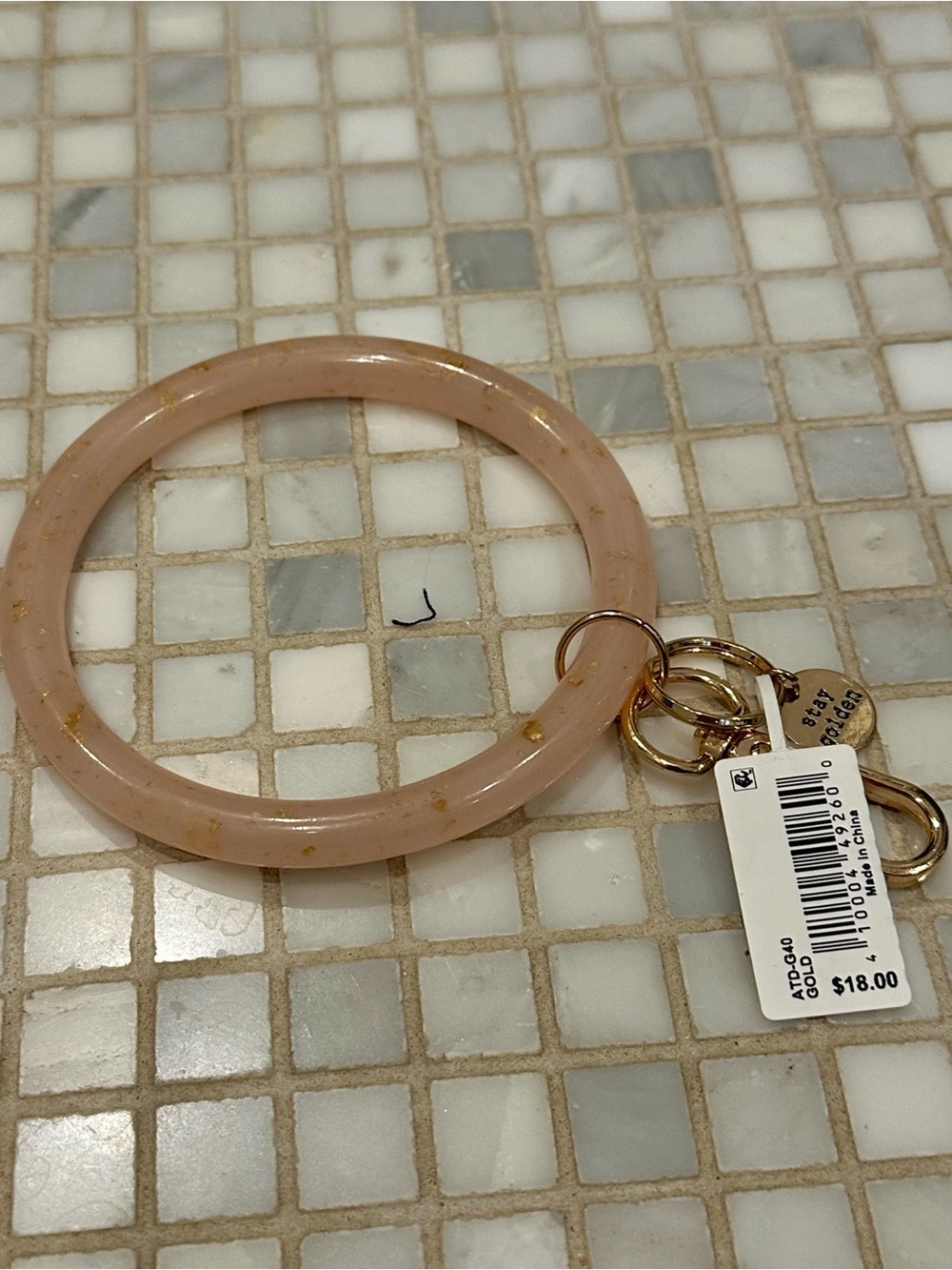 Altar’s State NWT Blush Bangle Key Ring with Stay Golden Accents